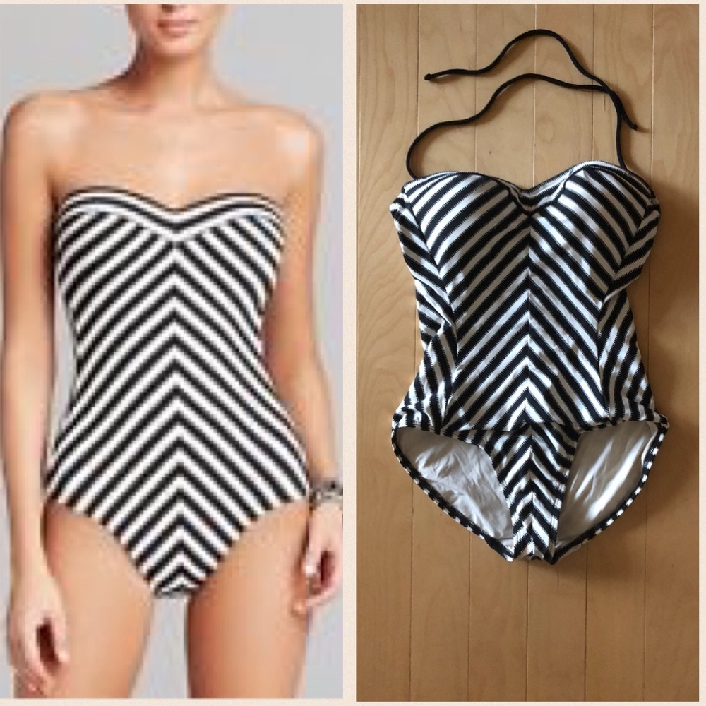 Robin Piccone Bianca Mitered Stripe one piece 10🖤
